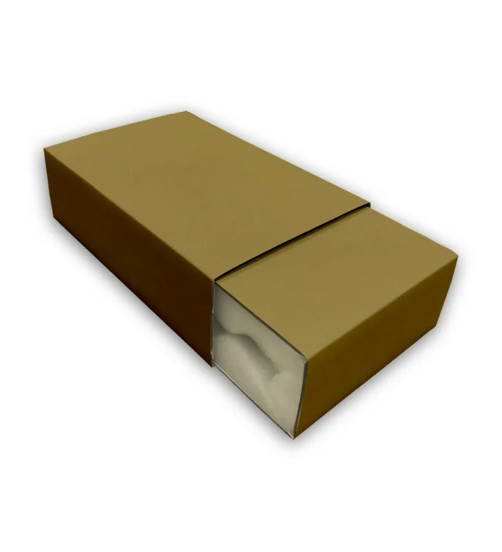 Brown foam lined slider packaging